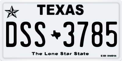 TX license plate DSS3785