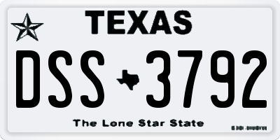 TX license plate DSS3792