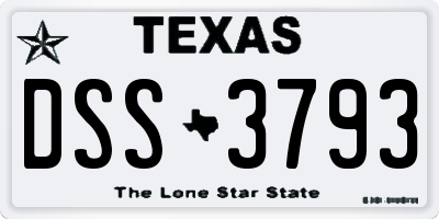 TX license plate DSS3793