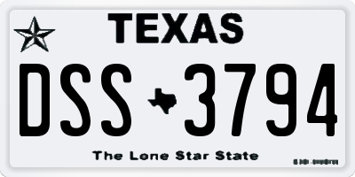 TX license plate DSS3794