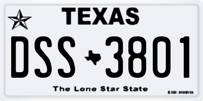 TX license plate DSS3801