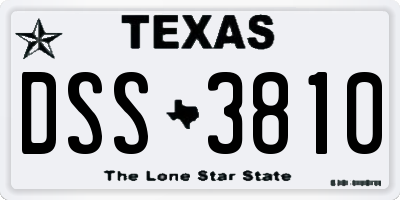 TX license plate DSS3810