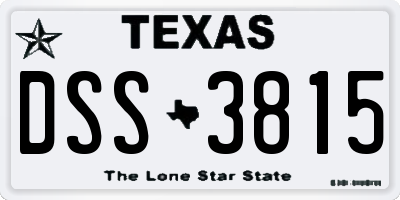 TX license plate DSS3815
