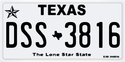 TX license plate DSS3816