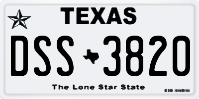 TX license plate DSS3820