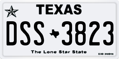 TX license plate DSS3823