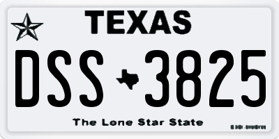 TX license plate DSS3825