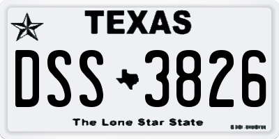 TX license plate DSS3826