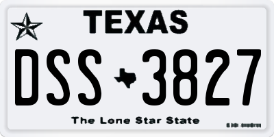 TX license plate DSS3827