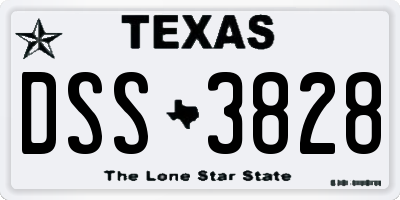 TX license plate DSS3828