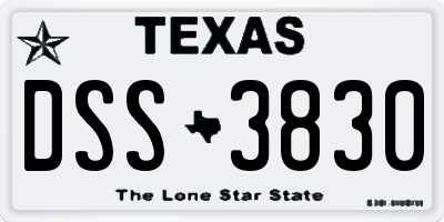 TX license plate DSS3830