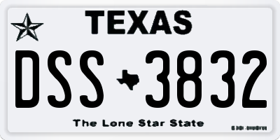TX license plate DSS3832