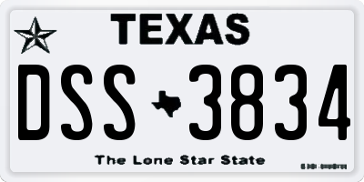 TX license plate DSS3834
