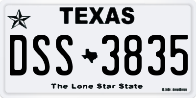 TX license plate DSS3835