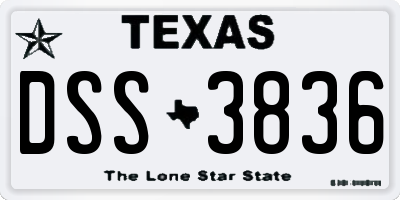 TX license plate DSS3836