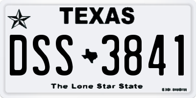 TX license plate DSS3841