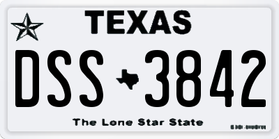TX license plate DSS3842