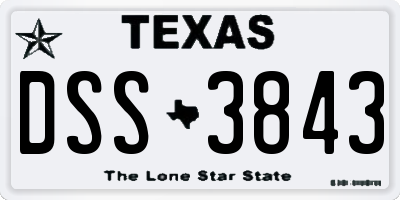 TX license plate DSS3843