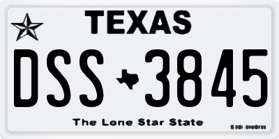 TX license plate DSS3845