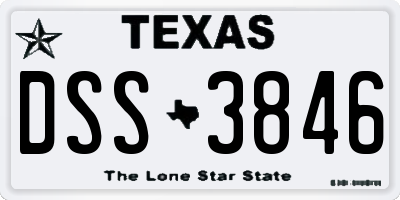 TX license plate DSS3846