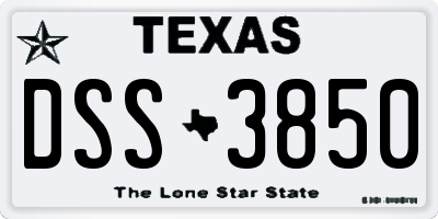 TX license plate DSS3850