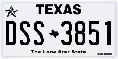 TX license plate DSS3851