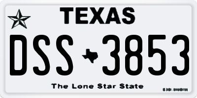 TX license plate DSS3853