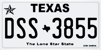TX license plate DSS3855