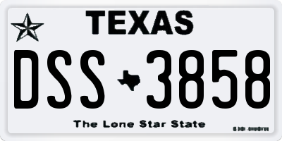 TX license plate DSS3858
