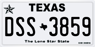 TX license plate DSS3859