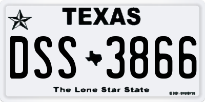 TX license plate DSS3866