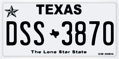 TX license plate DSS3870