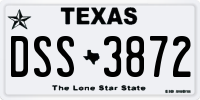 TX license plate DSS3872