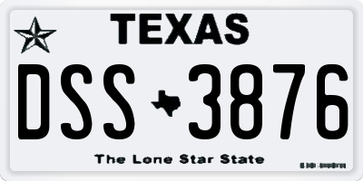 TX license plate DSS3876