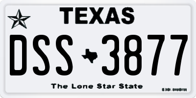 TX license plate DSS3877