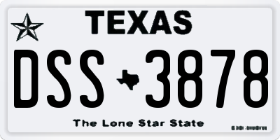TX license plate DSS3878