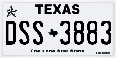 TX license plate DSS3883