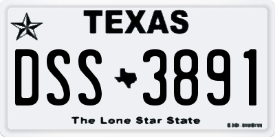 TX license plate DSS3891