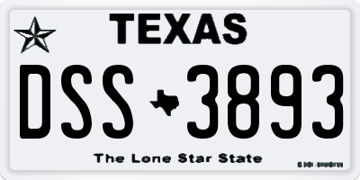 TX license plate DSS3893