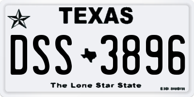 TX license plate DSS3896