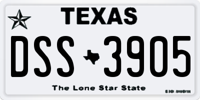 TX license plate DSS3905
