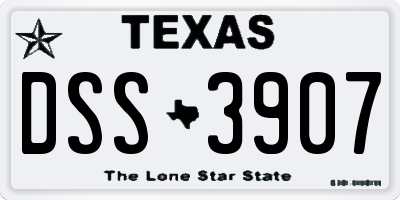 TX license plate DSS3907
