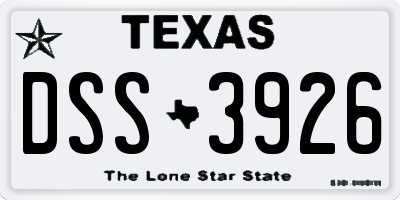 TX license plate DSS3926