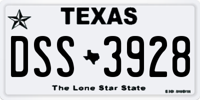 TX license plate DSS3928