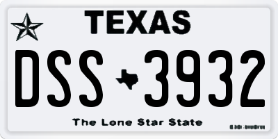 TX license plate DSS3932