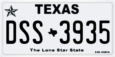 TX license plate DSS3935