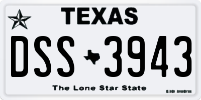 TX license plate DSS3943