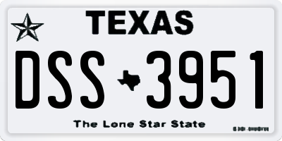 TX license plate DSS3951