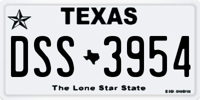 TX license plate DSS3954
