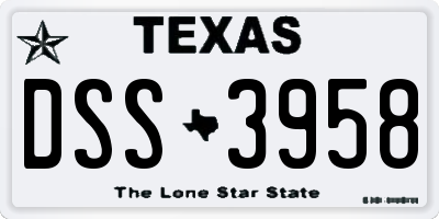 TX license plate DSS3958
